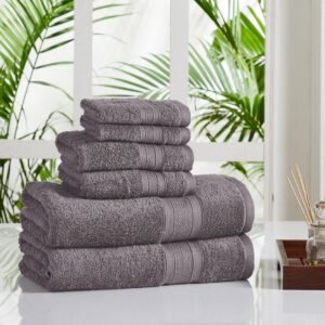 Trident 100% Cotton Towel Set | Supersoft Heavy 500 GSM | Set of 6 Pcs - Charcoal