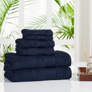 Trident 100% Cotton Towel Set | Supersoft Heavy 500 GSM | Set of 6 Pcs - Navy