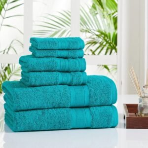 Trident 100% Cotton Towel Set | Supersoft Heavy 500 GSM | Set of 6 Pcs - Teal